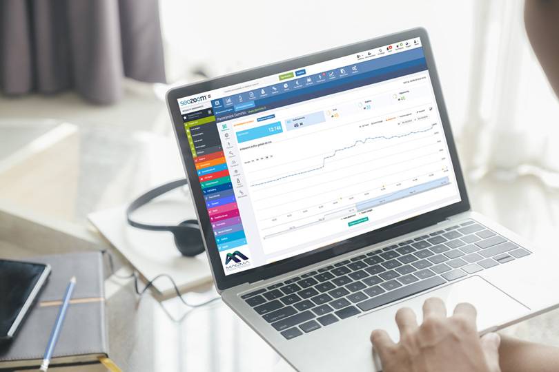 Closeup hand using computer laptop. Using online connect technology for business, education and communication.