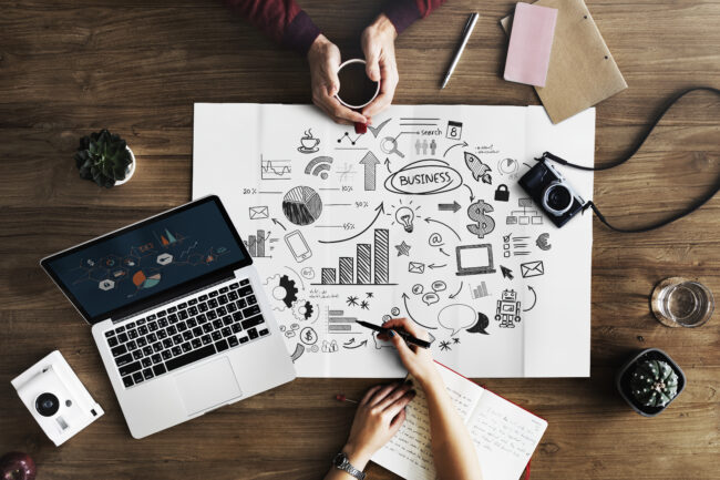 Map lying on wooden table